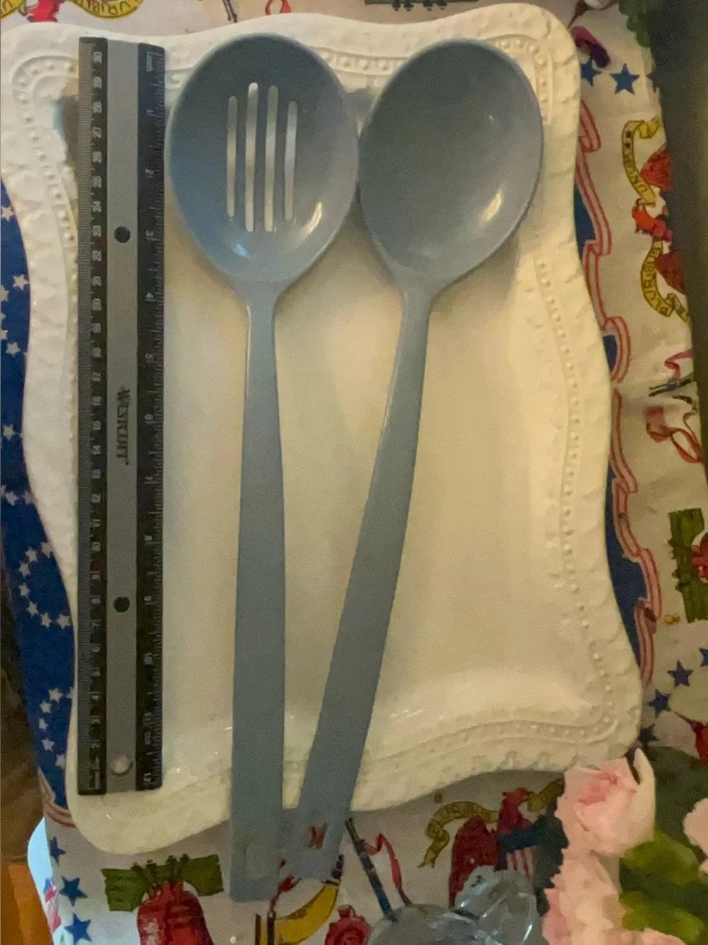 Country Blue Melamine Cooking/Serving Spoon Set